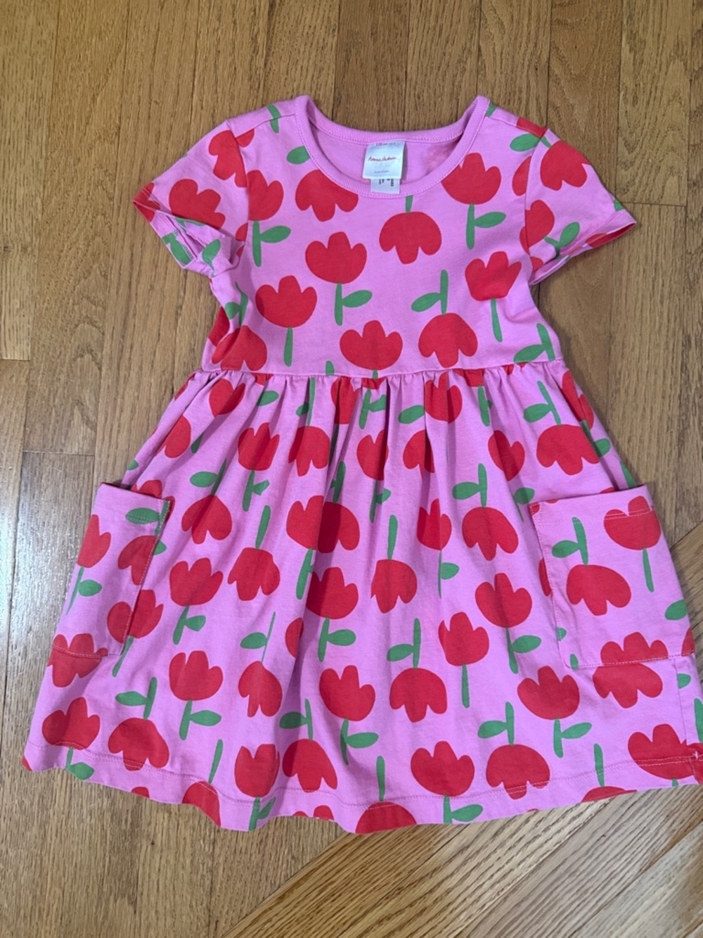 Hanna Andersson Pink Dress with Red Tulip Print